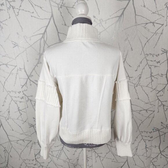 Daily Practice White Ribbed Panel Mock Neck Half Zip Sweatshirt - Picture 6 of 8